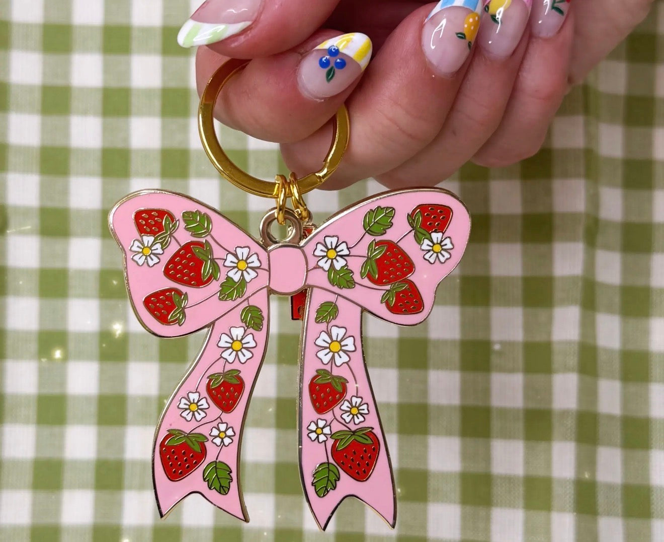 Strawberry Bow Keychain