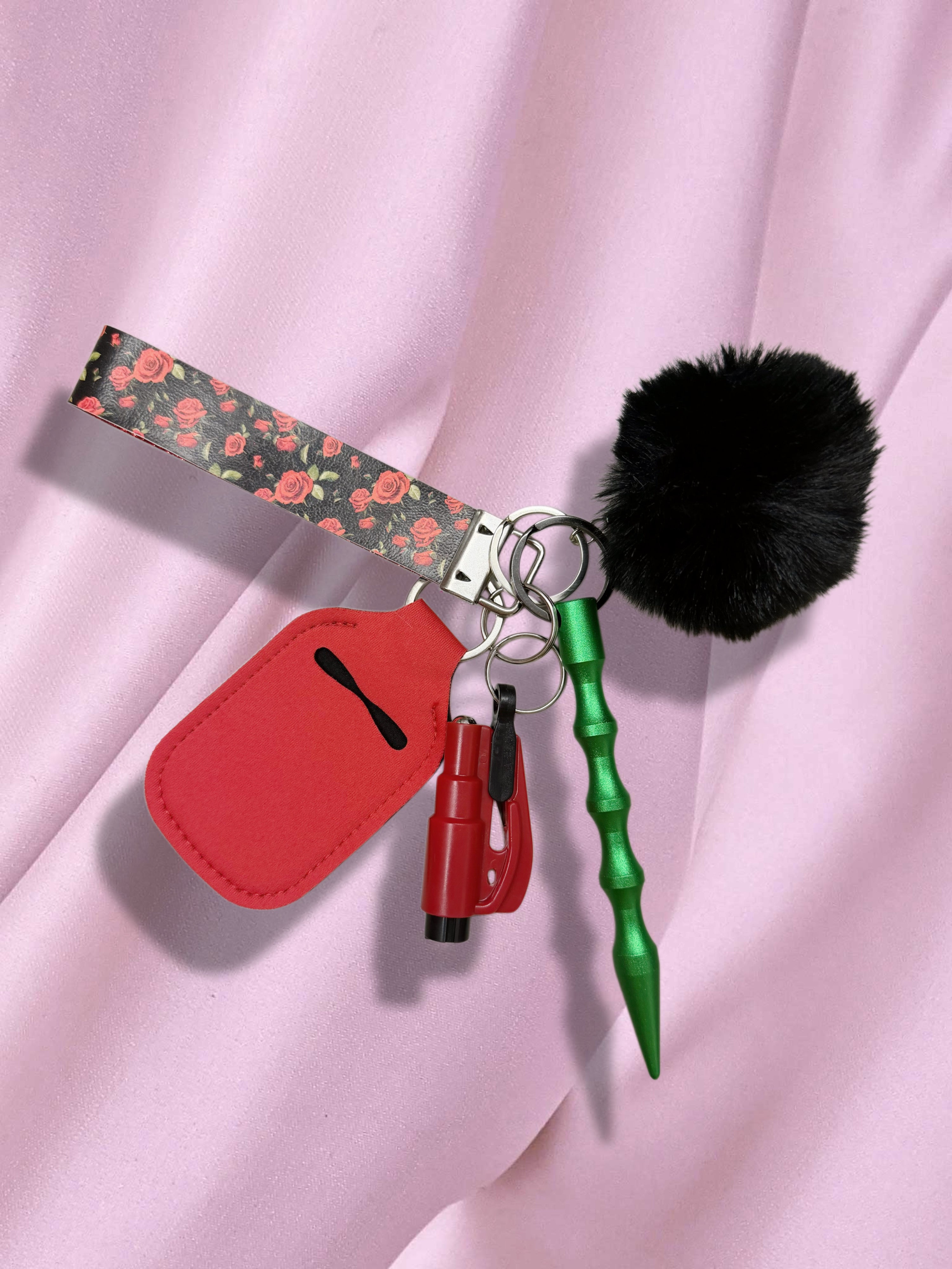 Black Rose Safety Keychain