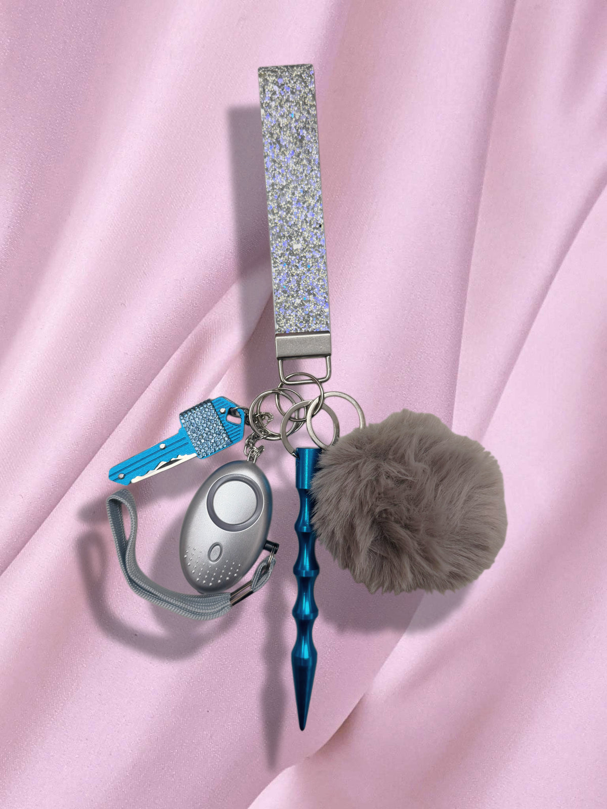 Gray/Blue Sparkle Safety Keychain