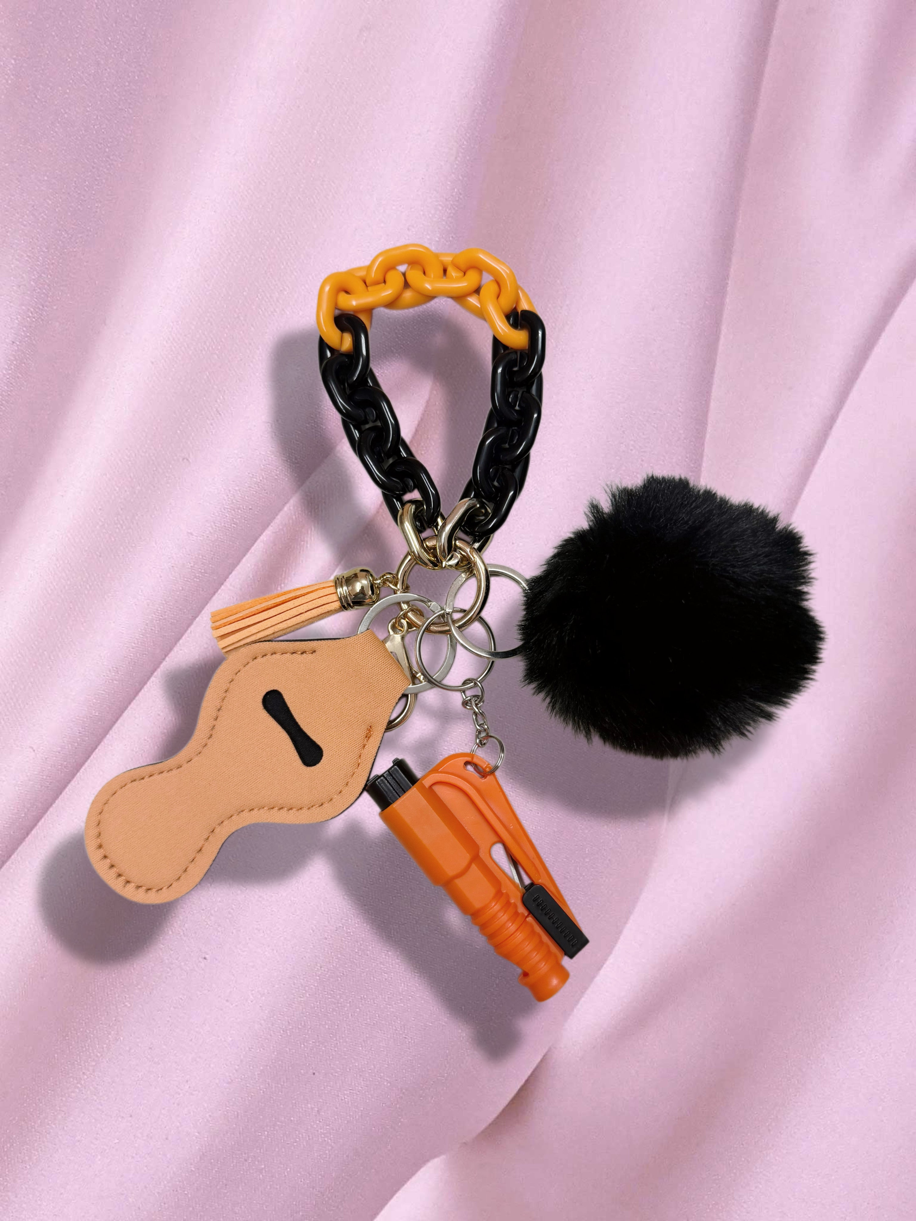 Black/Orange Link Safety Keychain