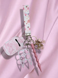 Pink/White Floral Safety Keychain