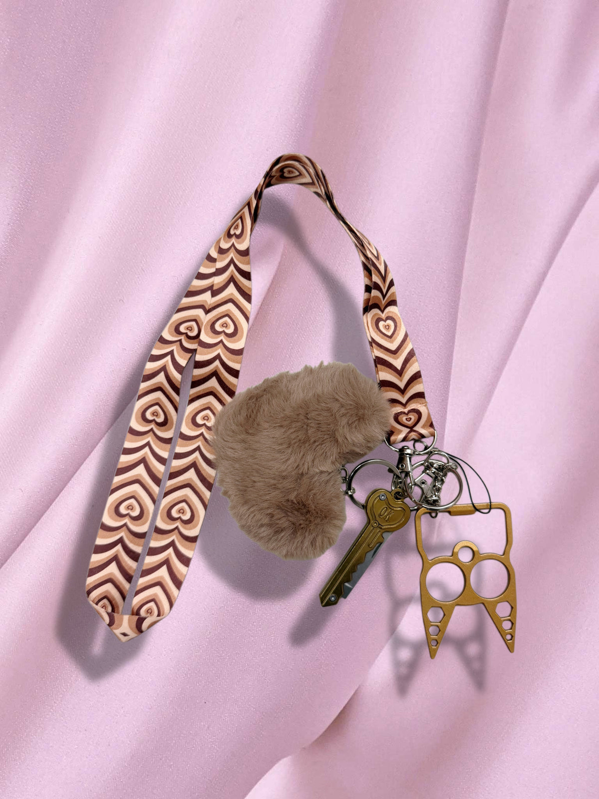 Brown Heart Lanyard Safety Keychain