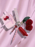 Pink Cherry Wallet Safety Keychain (red spray)