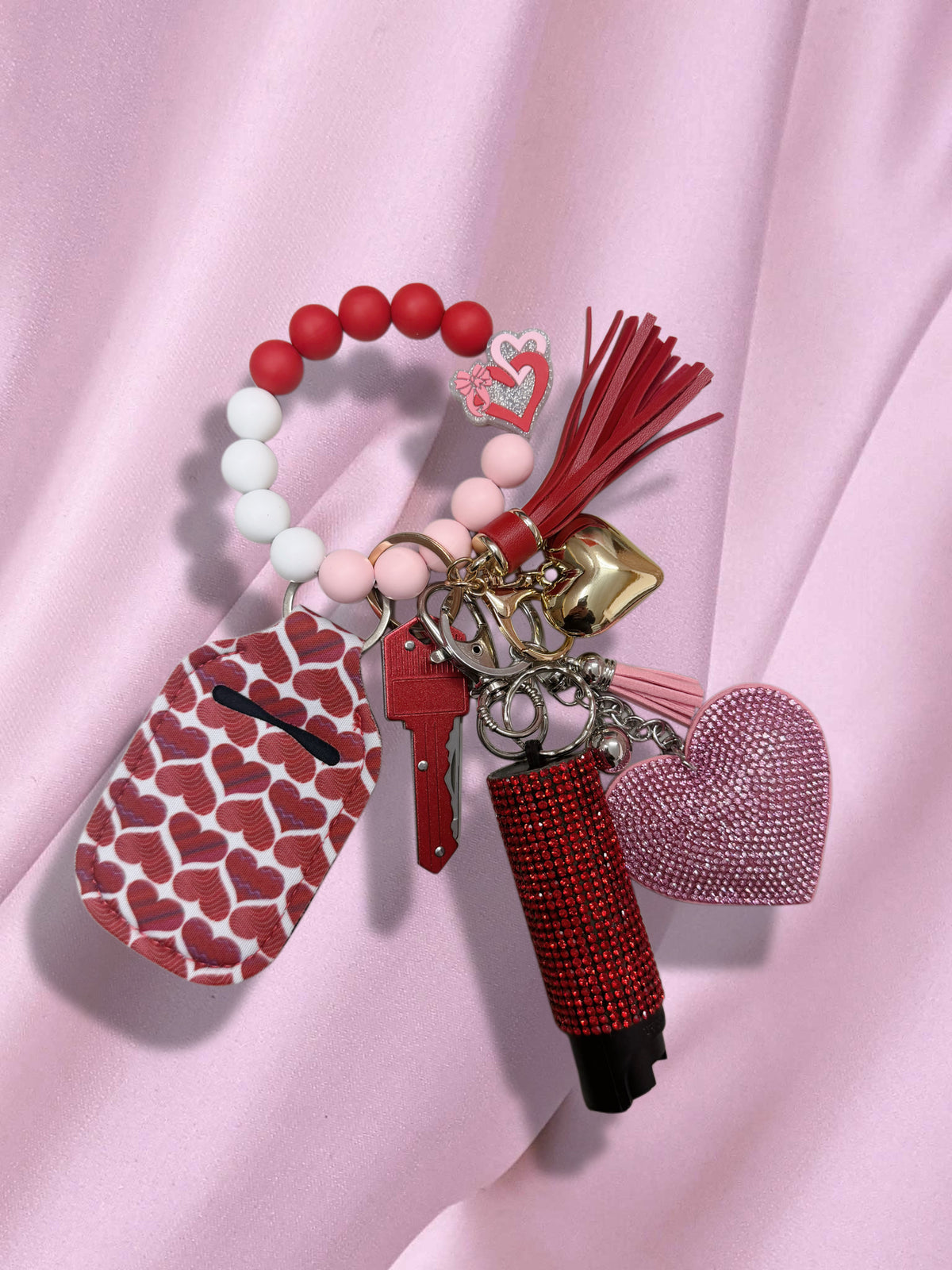 Vday Beaded Safety Keychain