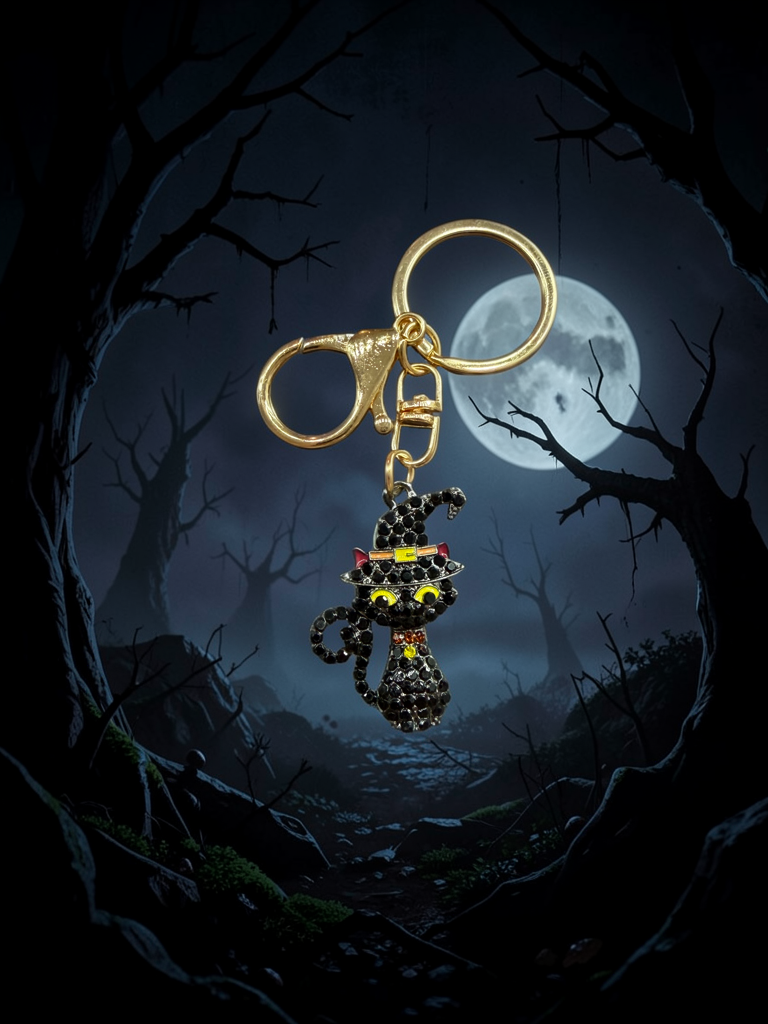 Bling Black Cat Keychain