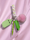 Pink+Green Witch Safety Keychain