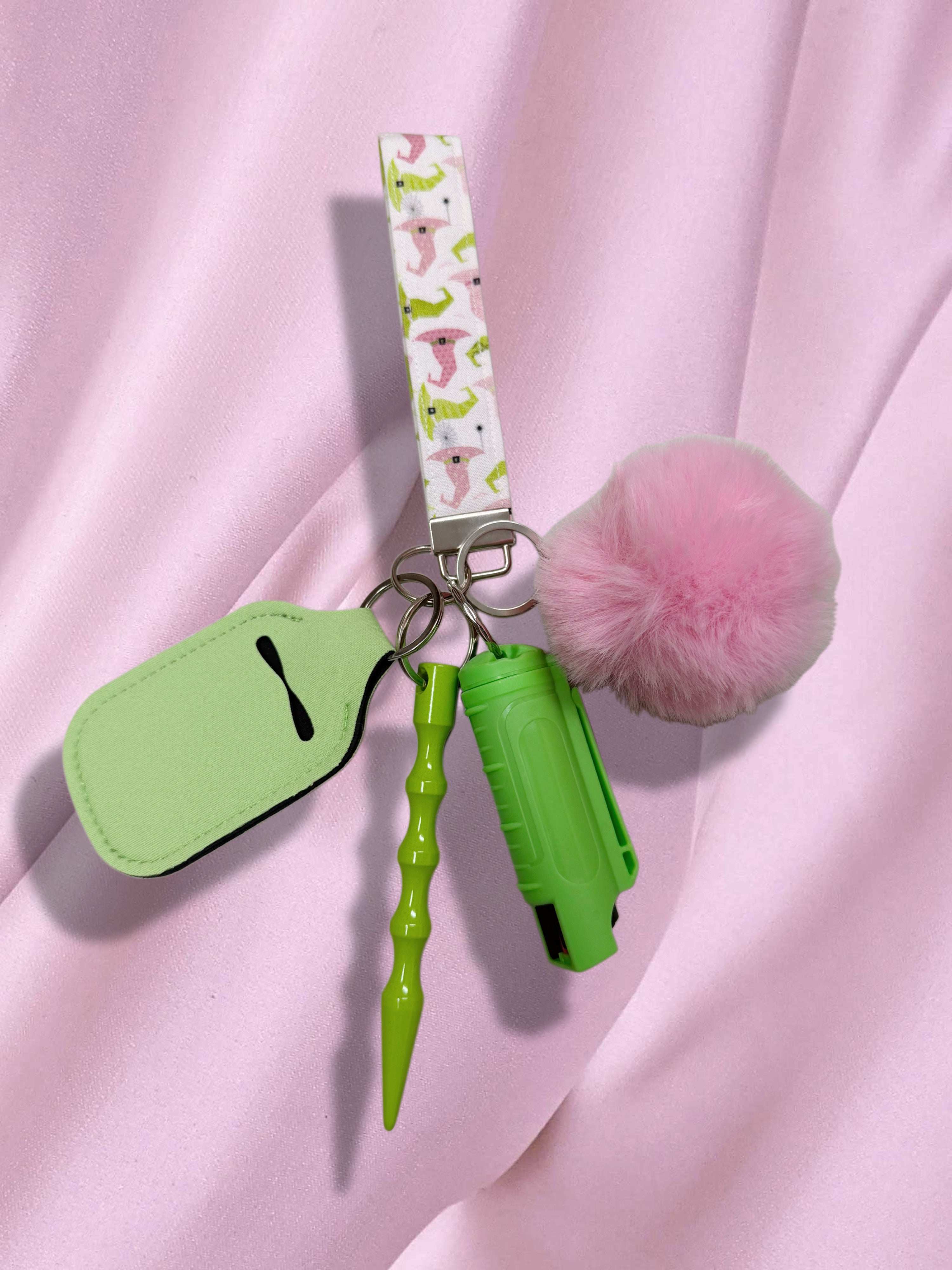 Pink+Green Witch Safety Keychain