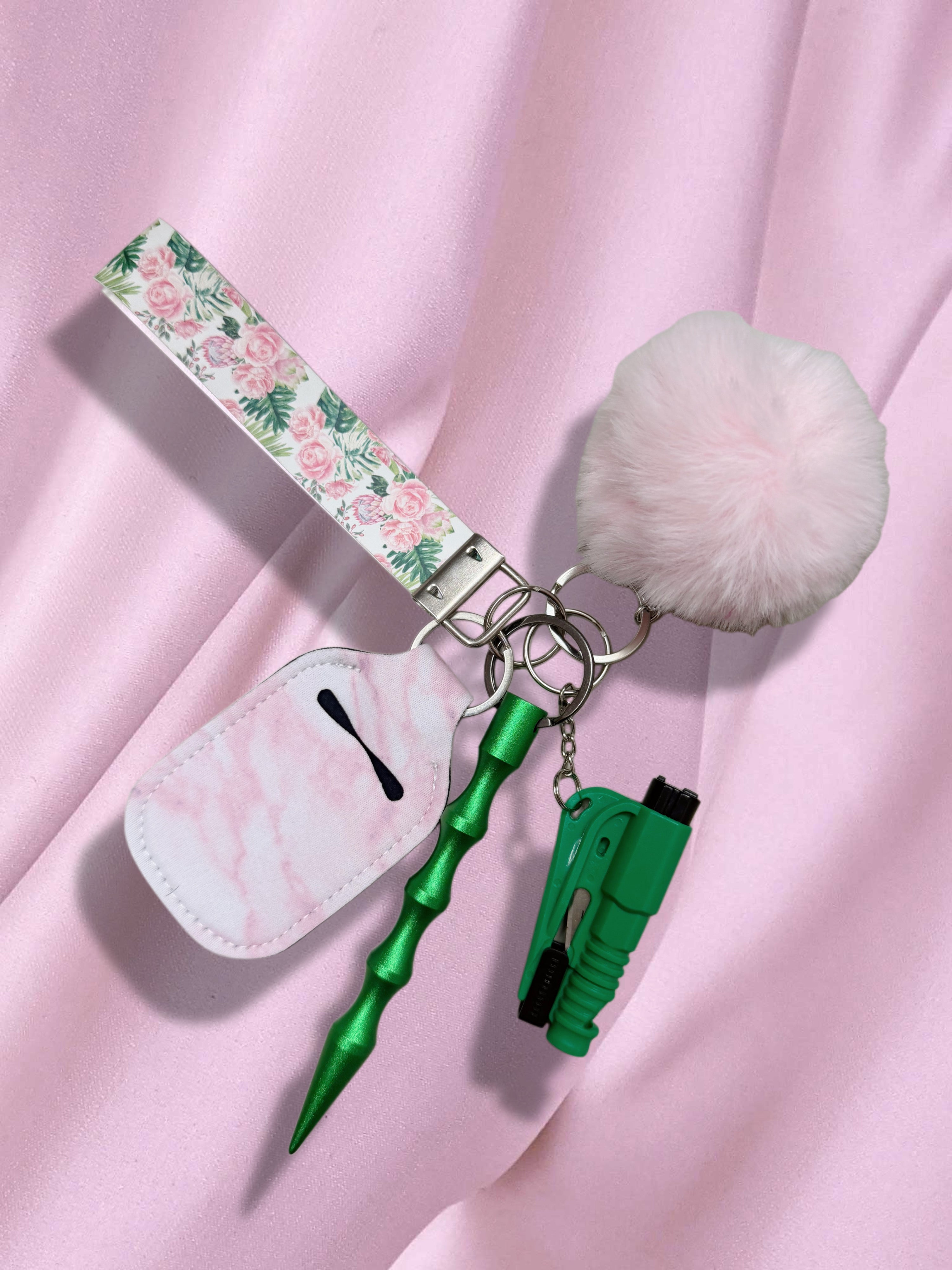 Floral Bee Safety Keychain