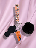 Orange Leopard Safety Keychain