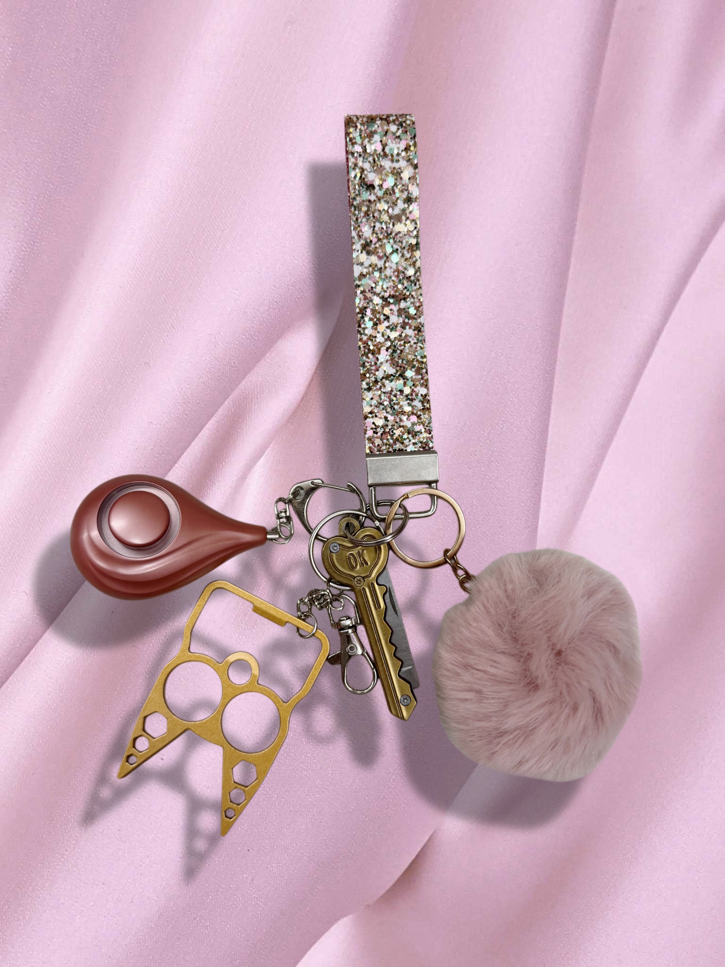 Rose Gold Bling Safety Keychain