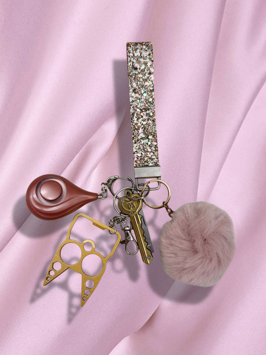 Rose Gold Bling Safety Keychain