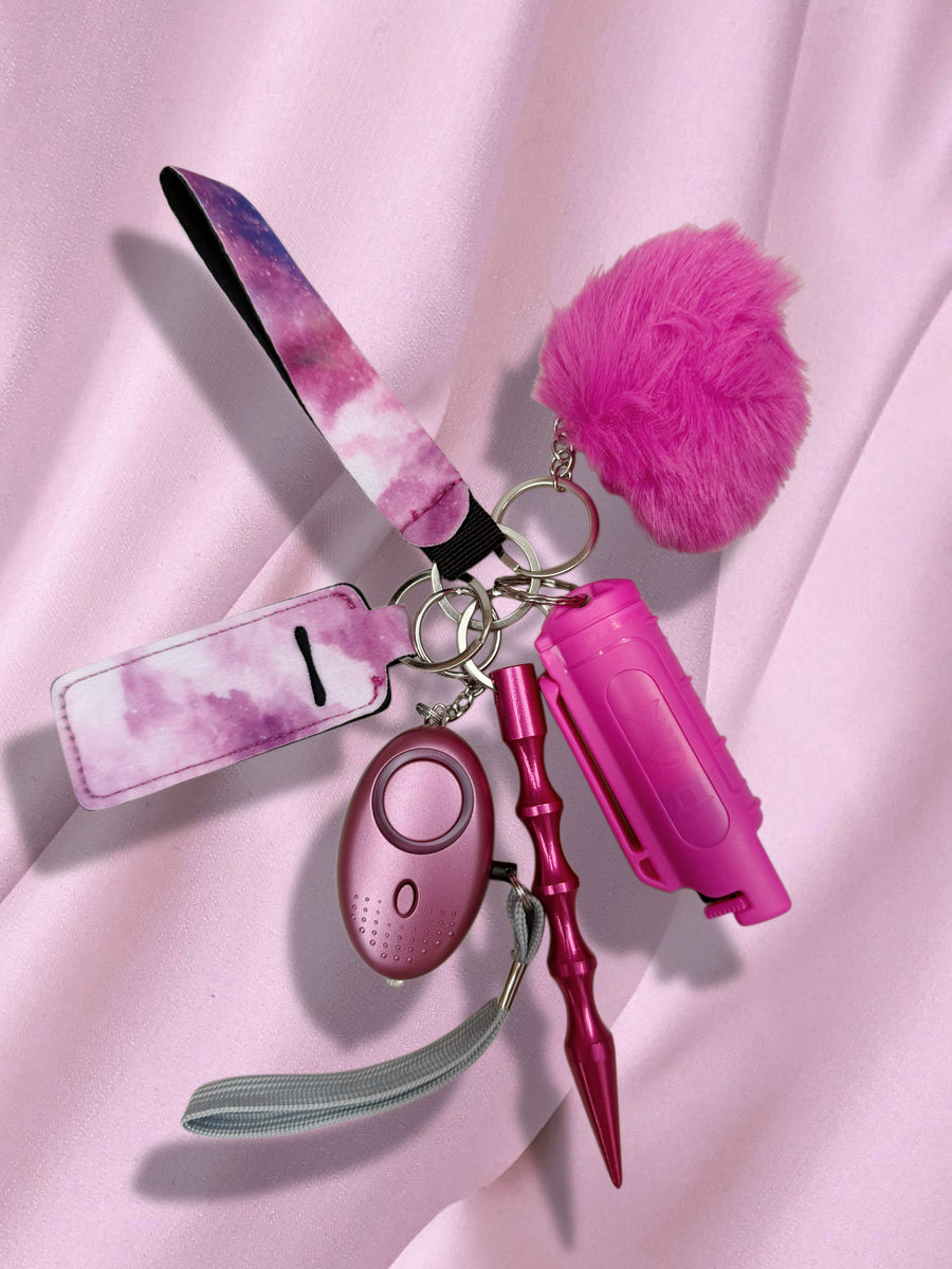 Hot Pink Galaxy Safety Keychain
