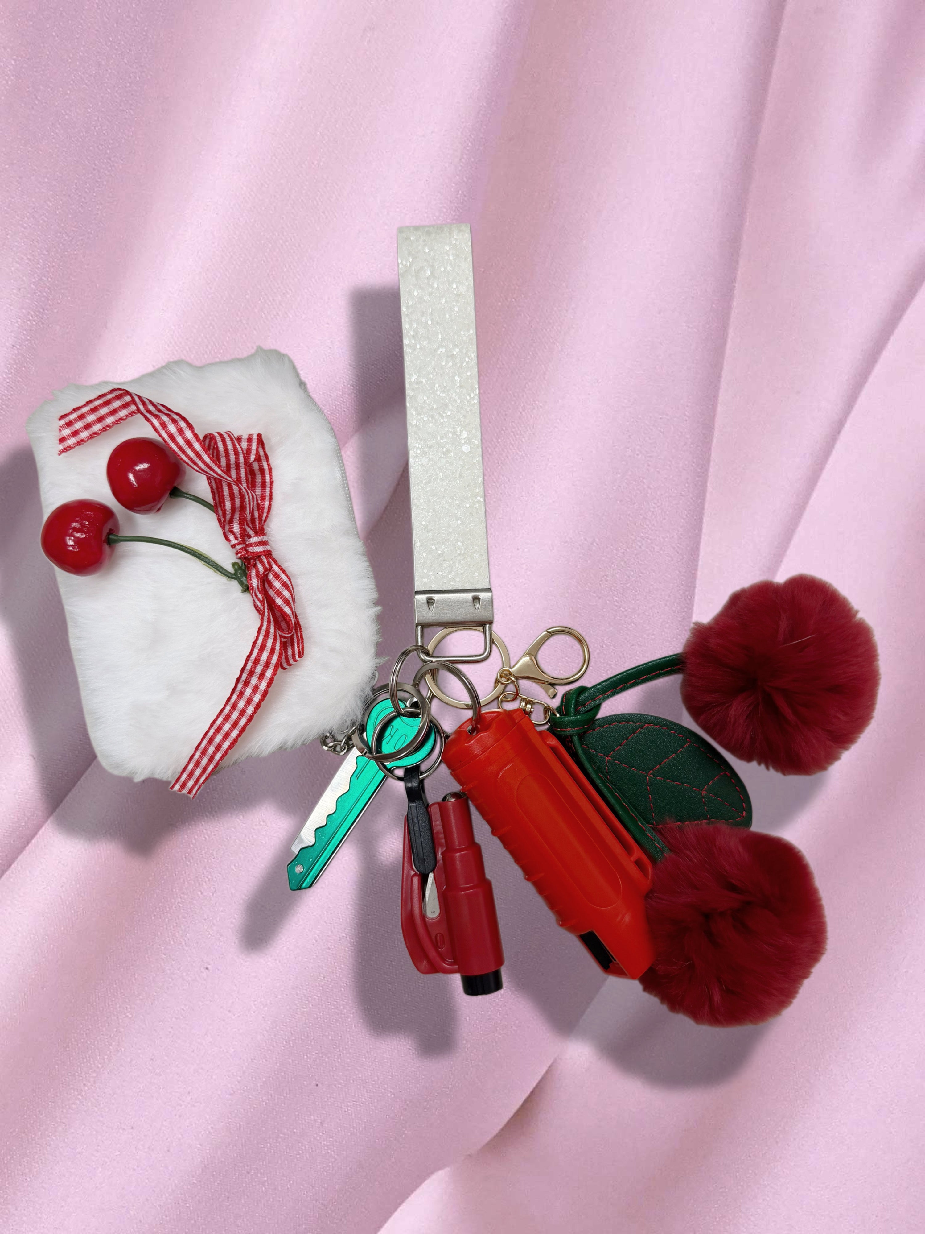 White Cherry Safety Keychain