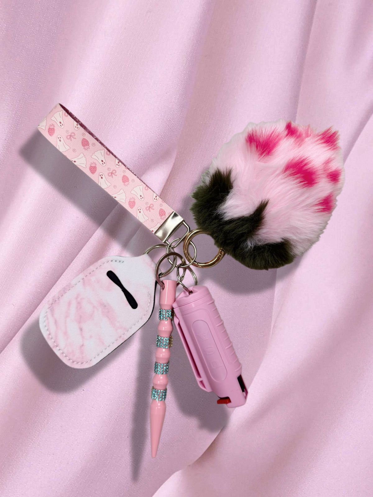 Strawberry Ghost Safety Keychain