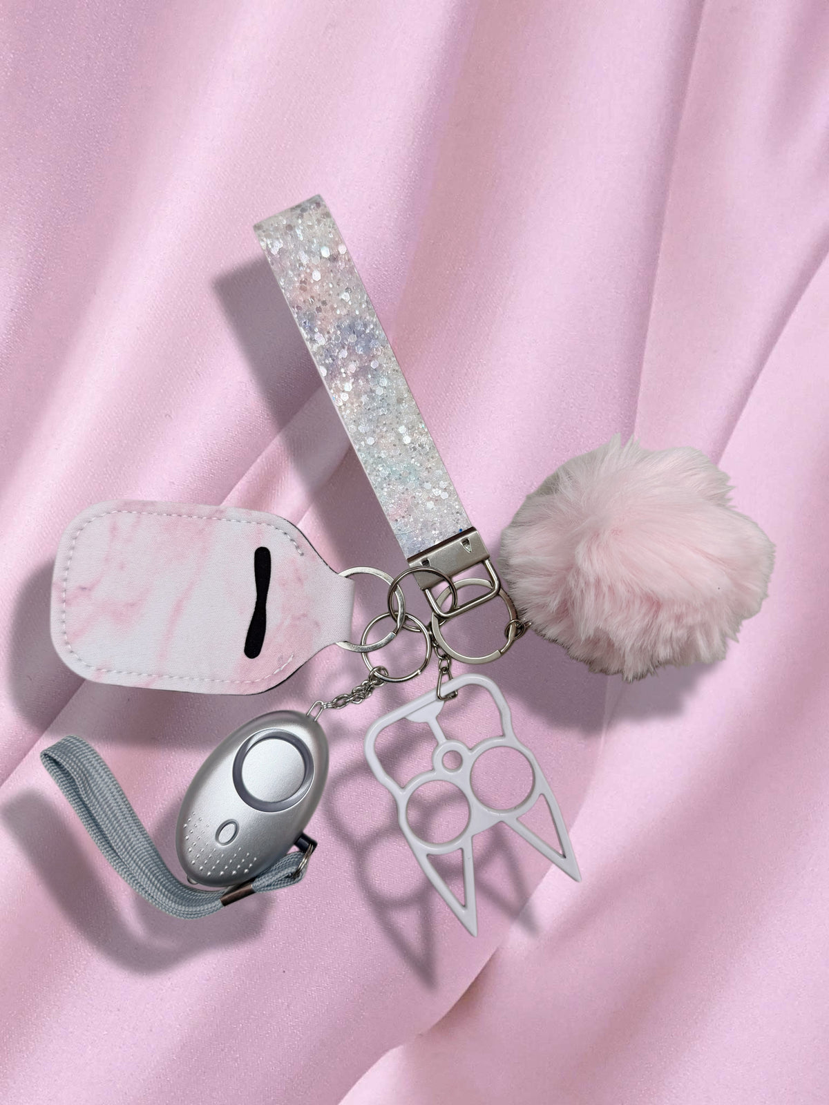 Pastel + White Sequin Safety Keychain