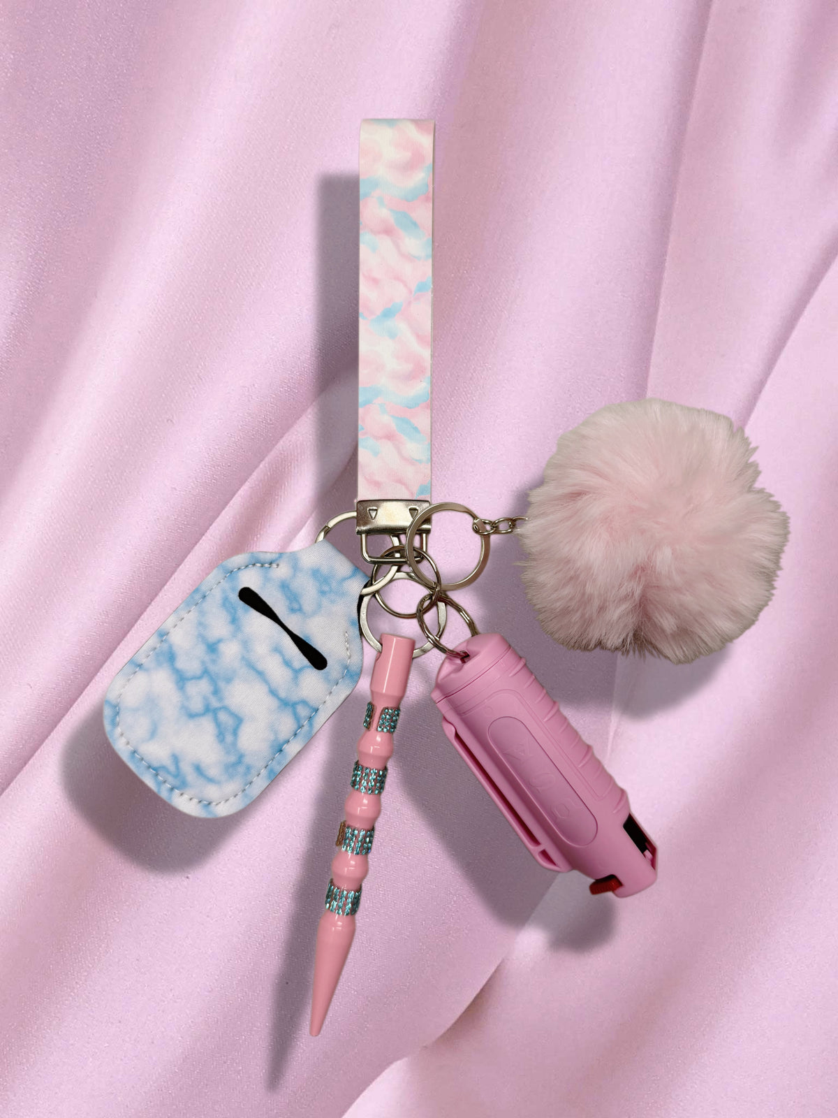 Baby Pink Cotton Candy Safety Keychain